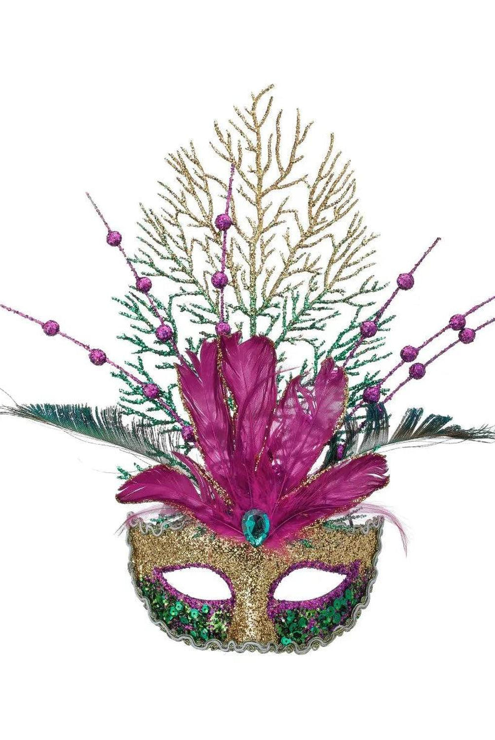 Shop For 14" Glitter Feather Mardi Gras Mask Ornament