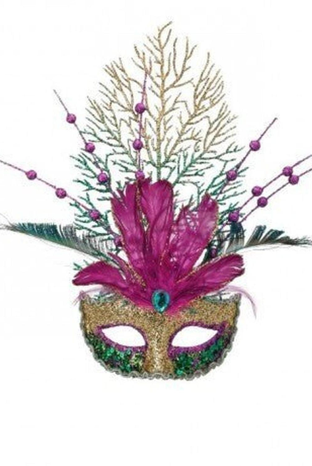 Shop For 14" Glitter Feather Mardi Gras Mask Ornament at Michelle's aDOORable Creations