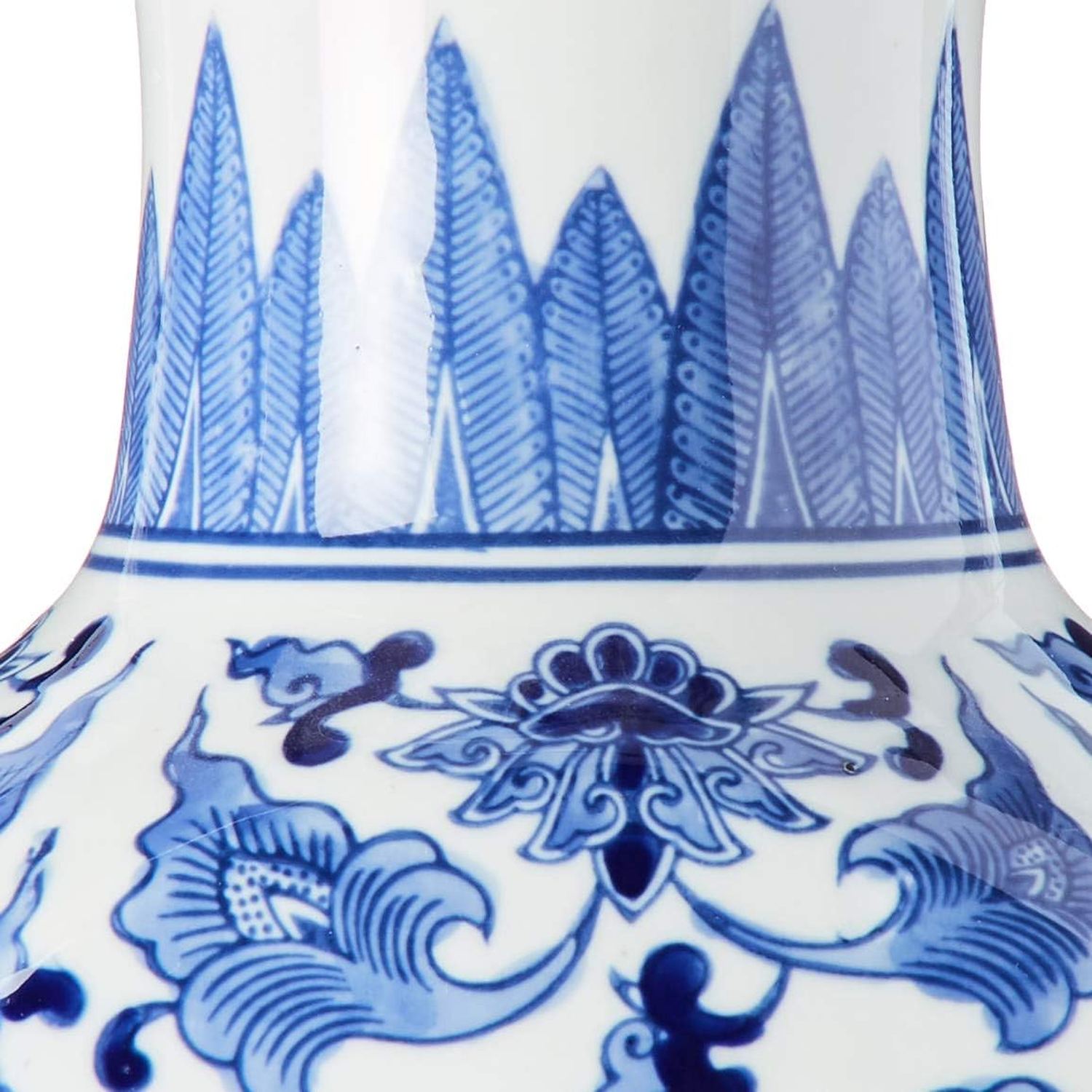 Shop For 14 Inch Ceramic Blue & White Chinoiserie Square Vase
