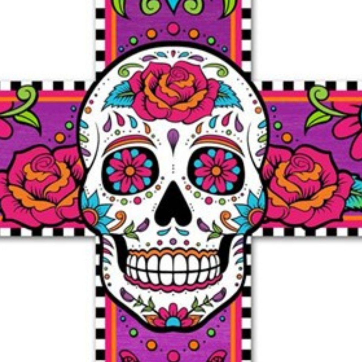 Shop For 14" Sugar Skull Cross Sign