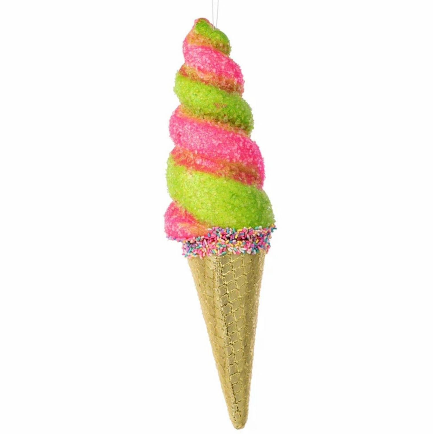 Shop For 14" Swirl Ice Cream Cone Ornament: Pink/Lime Green