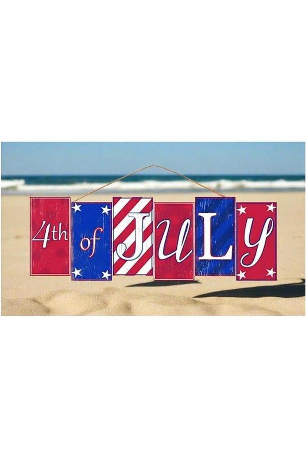 14" Wooden Block Sign: Happy 4th of July