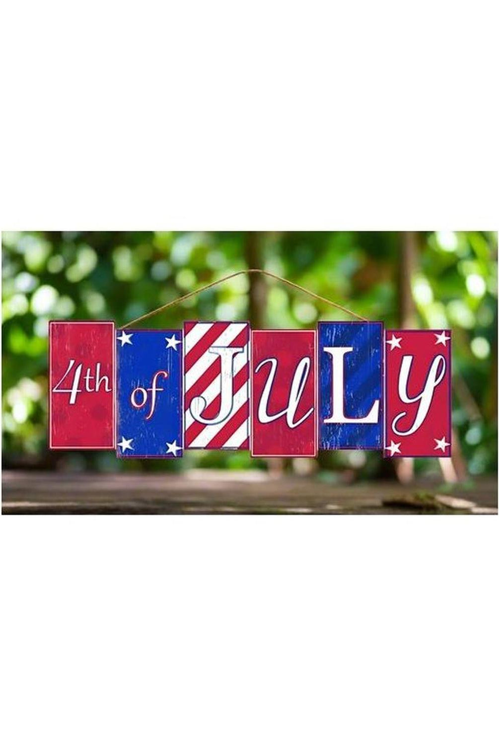 14" Wooden Block Sign: Happy 4th of July