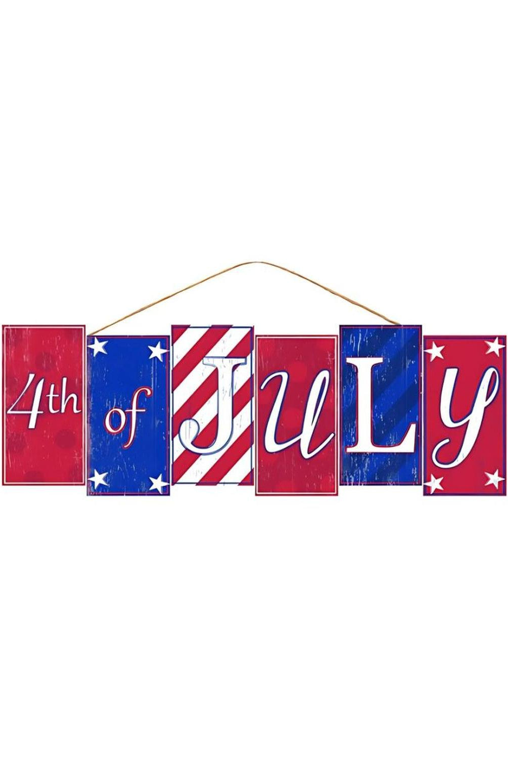 14" Wooden Block Sign: Happy 4th of July