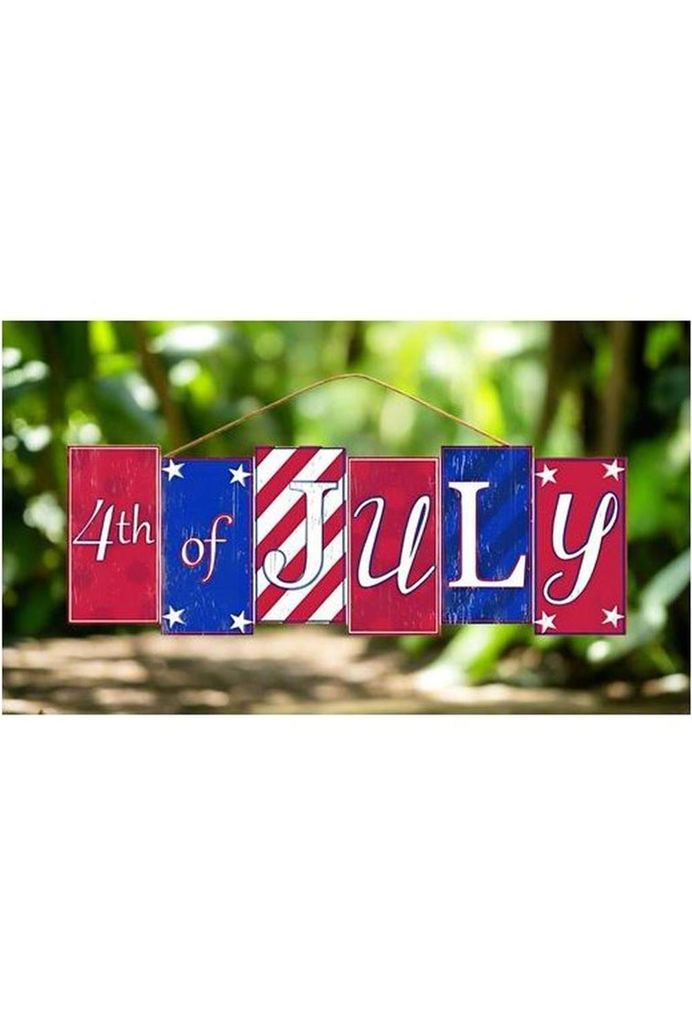 14" Wooden Block Sign: Happy 4th of July