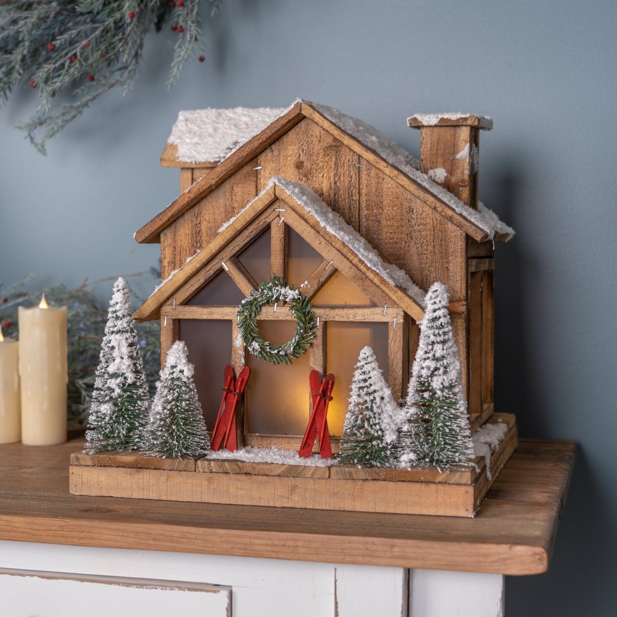 Shop For 14.25" Vintage Ski Lodge Lighted Display at Michelle's aDOORable Creations