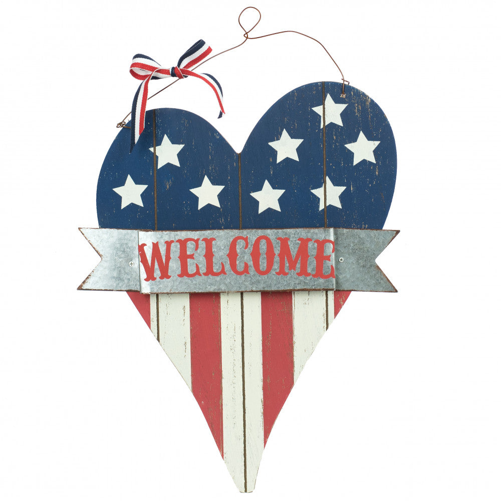 Shop For 14in July Fourth Heart Welcome Sign