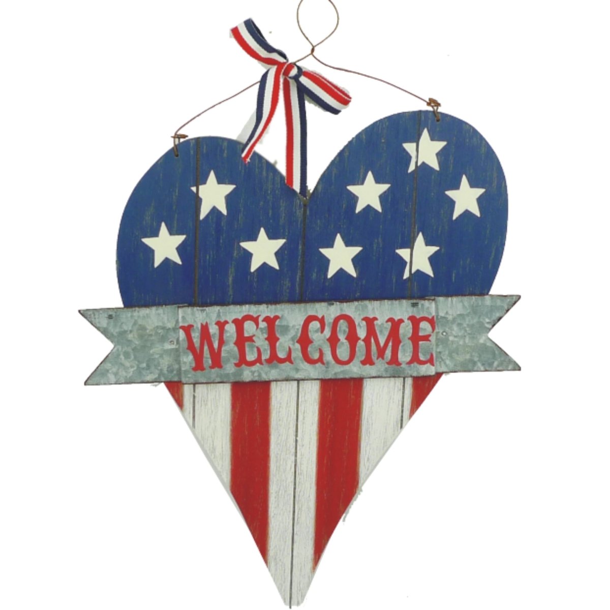 Shop For 14in July Fourth Heart Welcome Sign