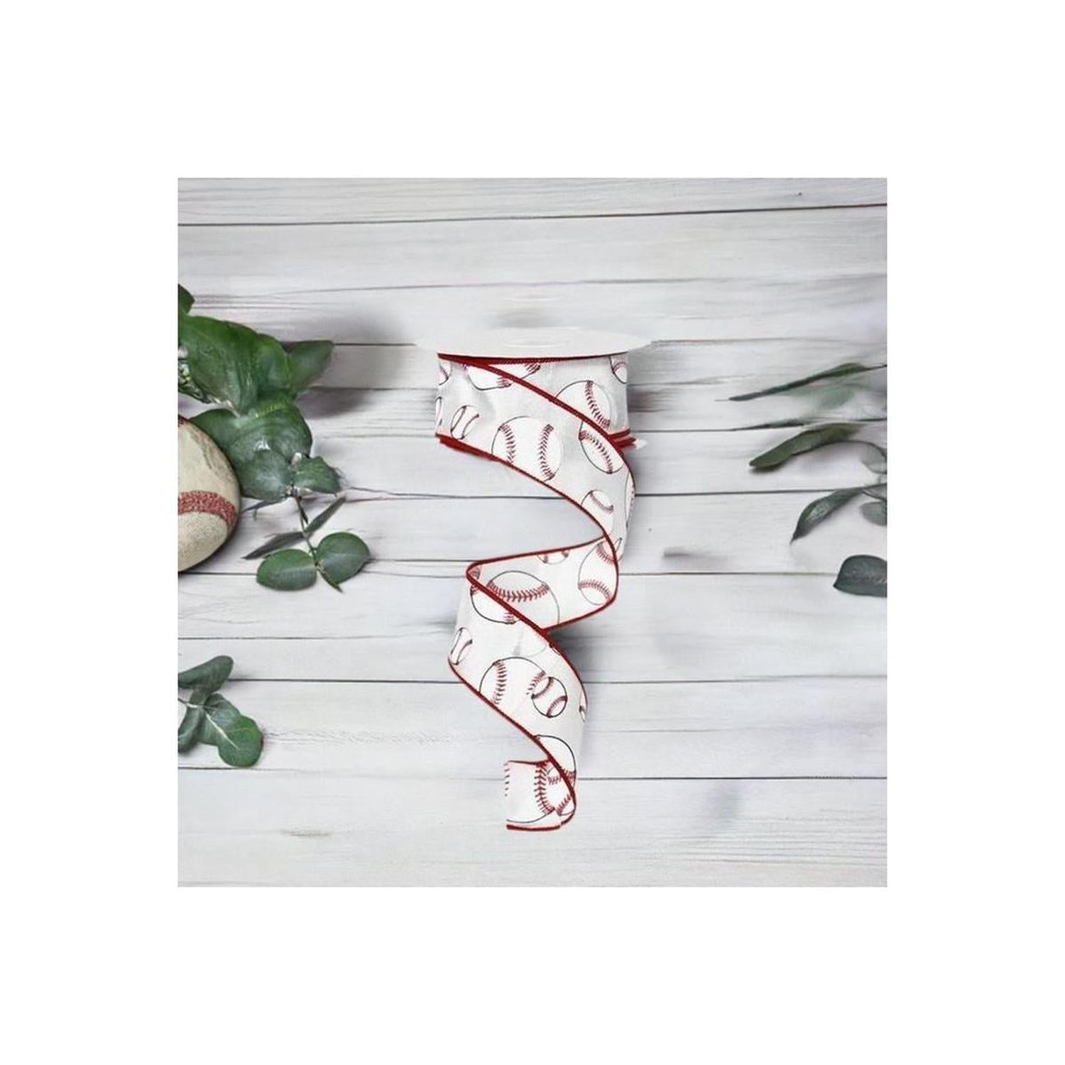 Shop For 1.5" Baseball Ribbon (10 Yards) at Michelle's aDOORable Creations