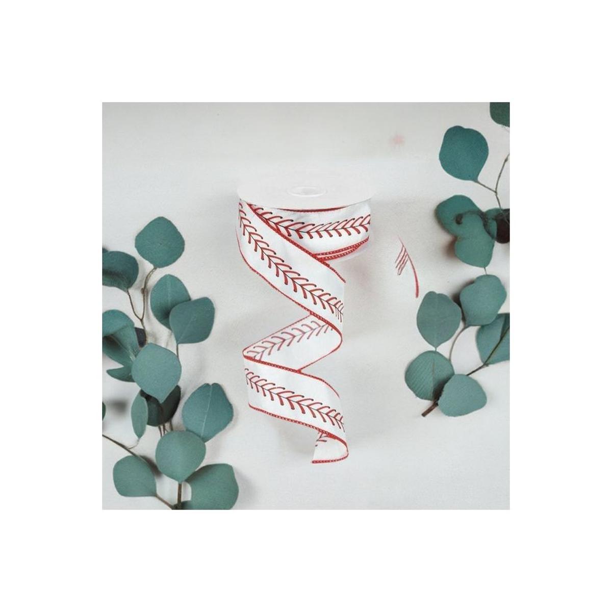 Shop For 1.5" Baseball Stitching Ribbon (10 Yards) at Michelle's aDOORable Creations