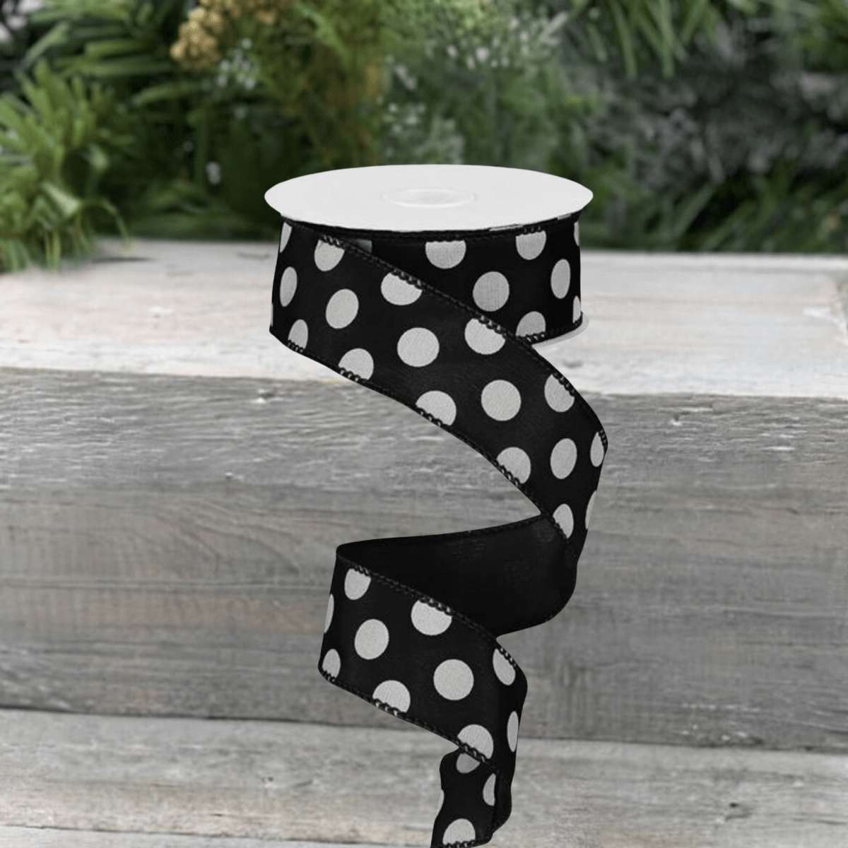 Shop For 1.5" Big Polka Dot Ribbon: Black & White (10 Yards)
