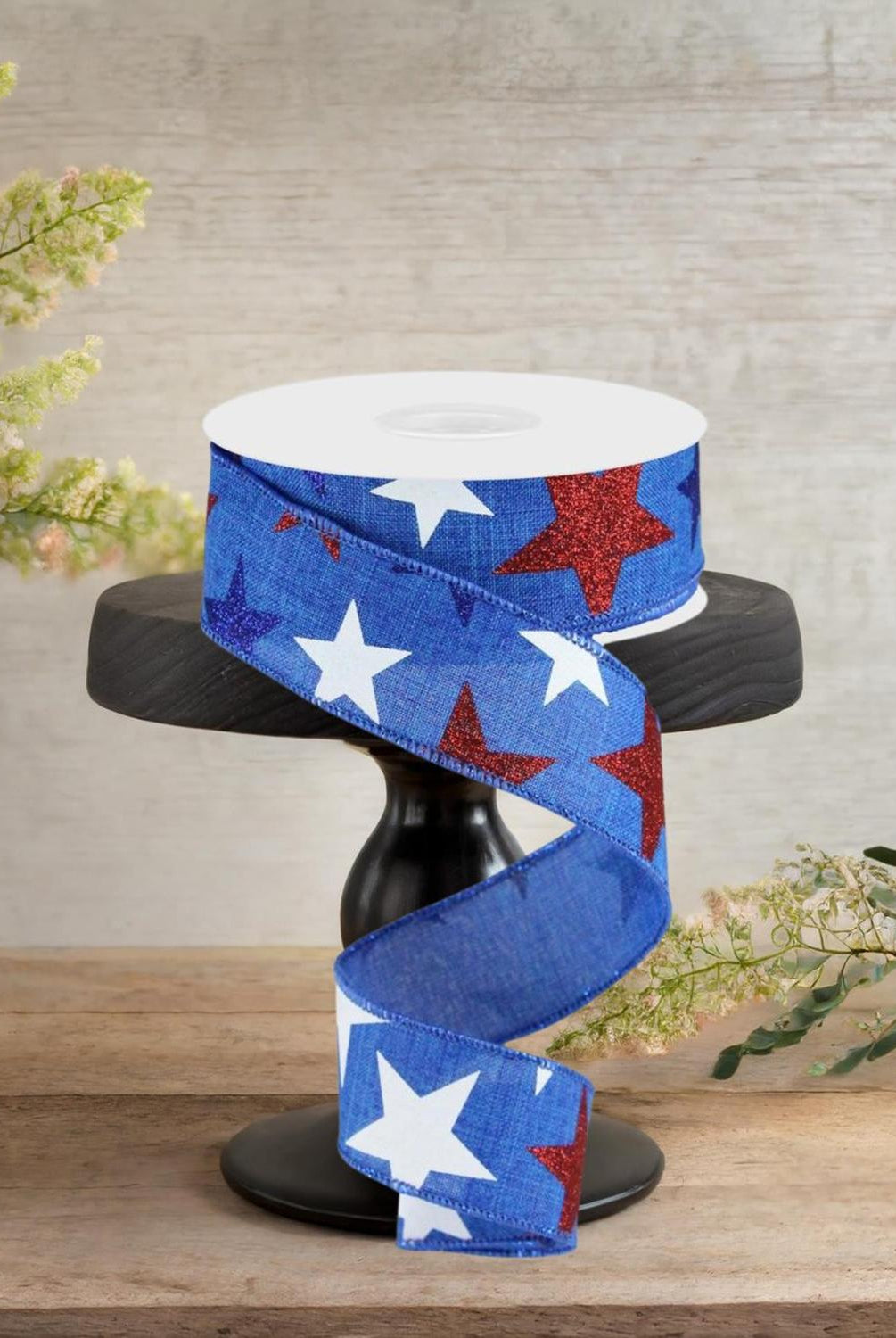 1.5" Blue Royal Canvas Ribbon: Patriotic Stars (10 Yards)