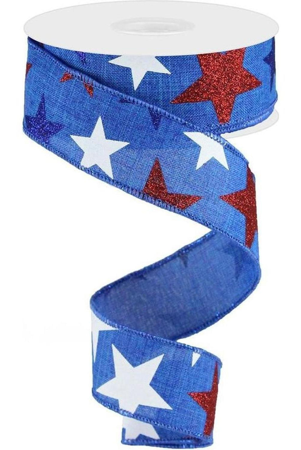 1.5" Blue Royal Canvas Ribbon: Patriotic Stars (10 Yards)