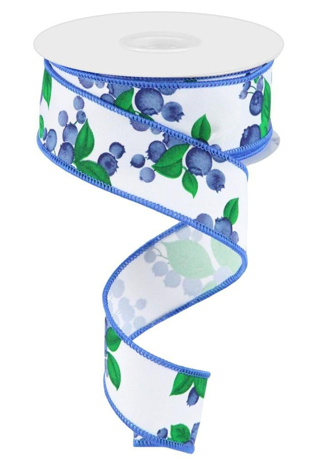 1.5" Blueberry Ribbon: White (10 Yards)