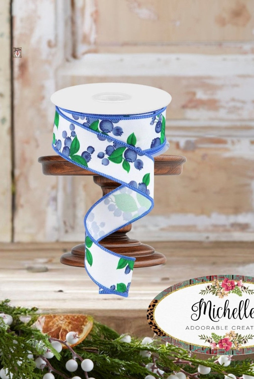 Shop For 1.5" Blueberry Ribbon: White (10 Yards)