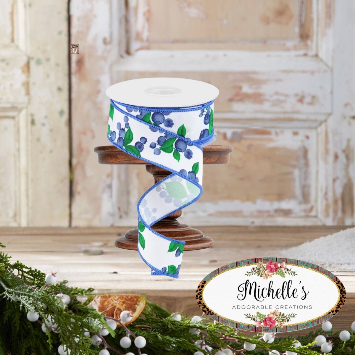 Shop For 1.5" Blueberry Ribbon: White (10 Yards)