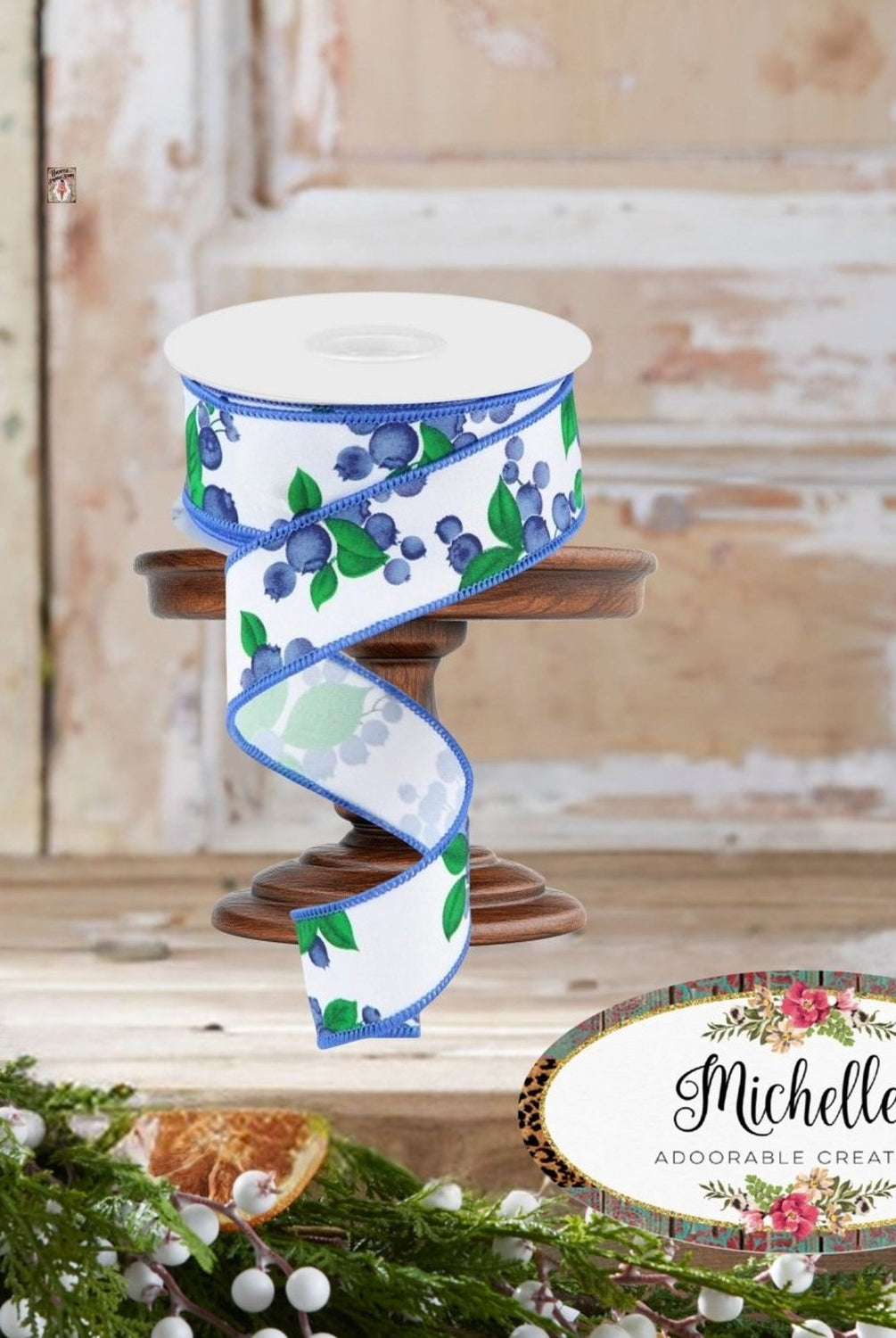 Shop For 1.5" Blueberry Ribbon: White (10 Yards)
