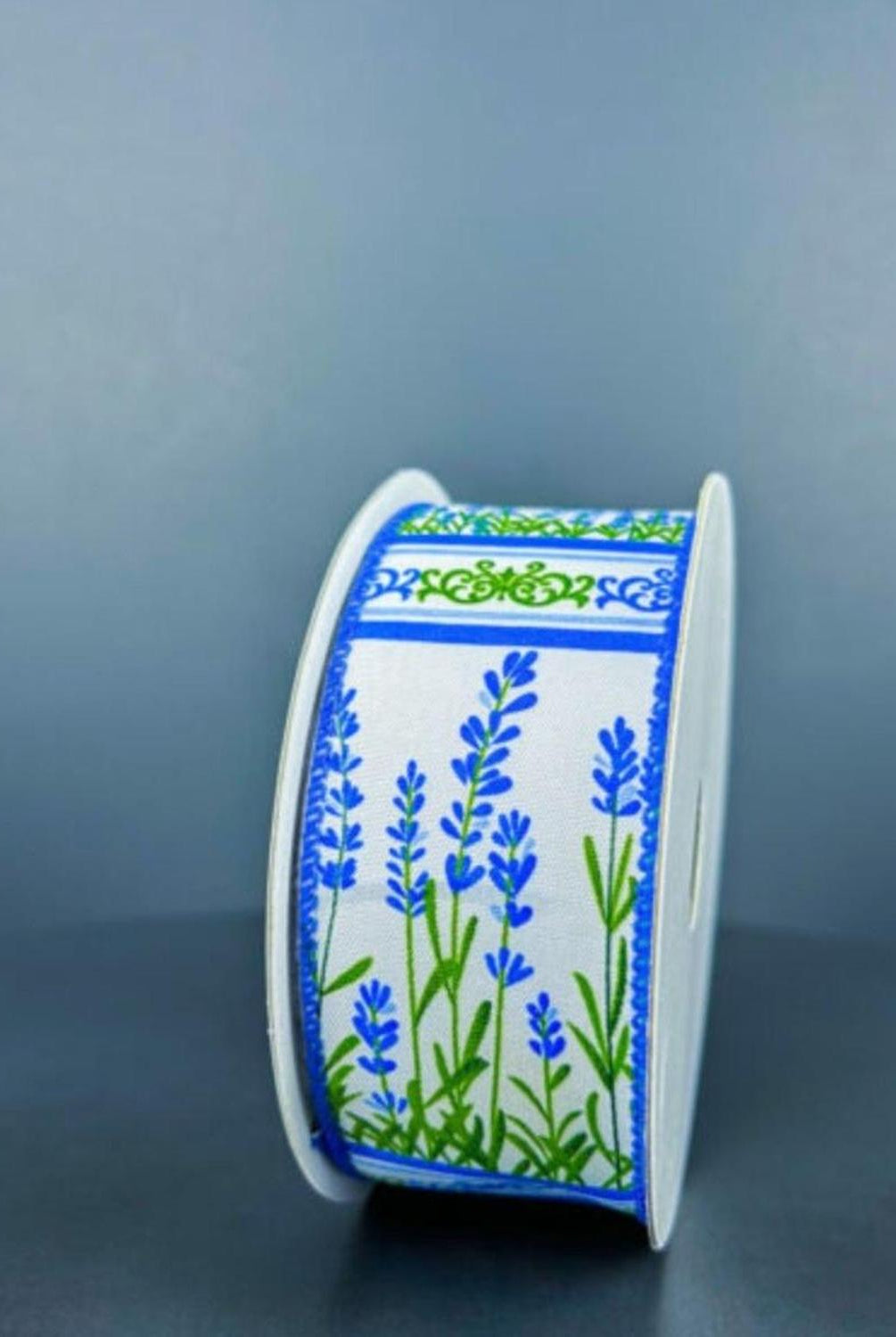1.5" Bluebonnets Satin Ribbon: White (10 Yards)