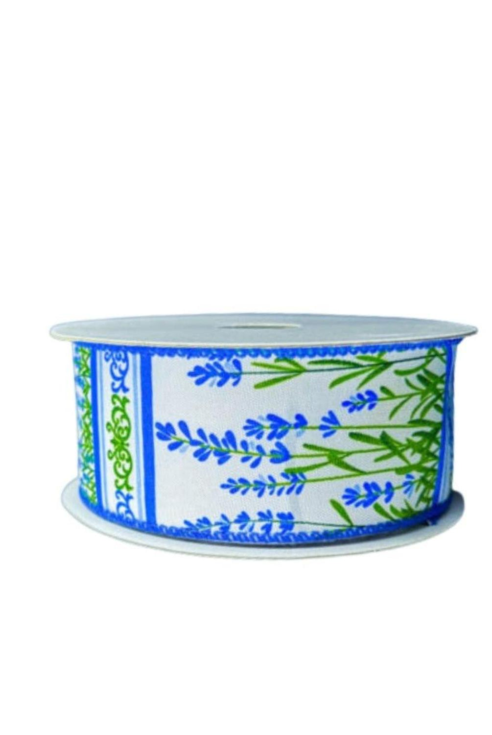 1.5" Bluebonnets Satin Ribbon: White (10 Yards)