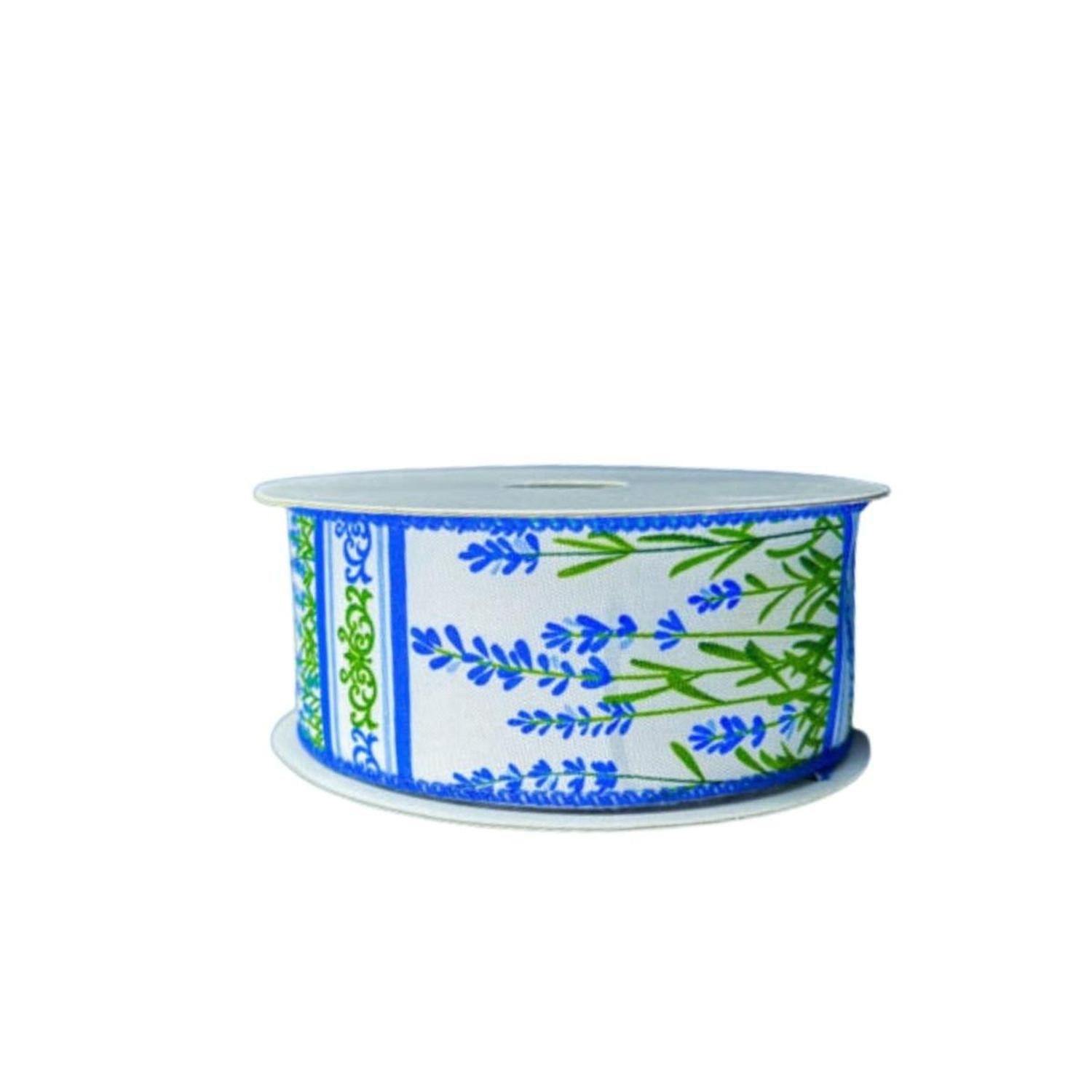 1.5" Bluebonnets Satin Ribbon: White (10 Yards)