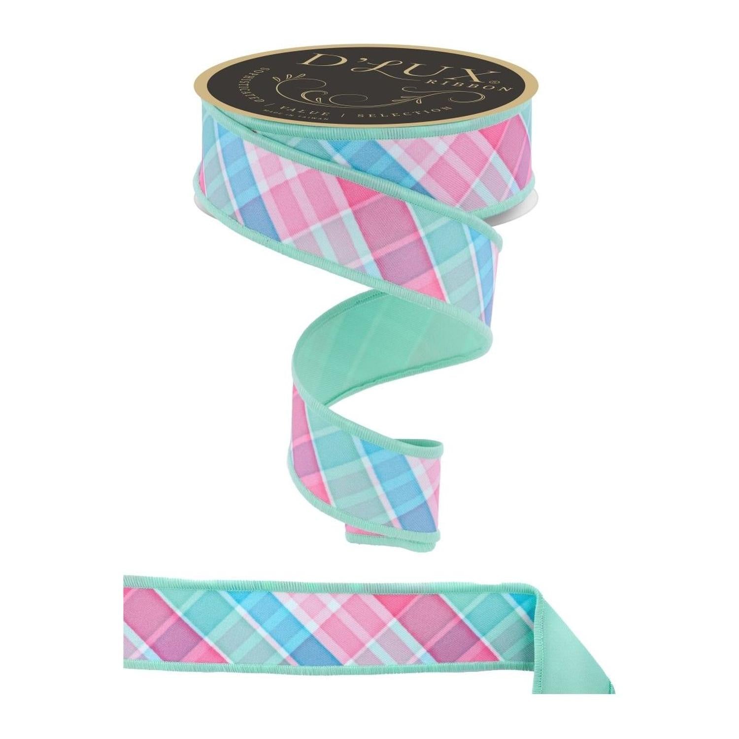 Shop For 1.5" Bold Plaid Fused Ribbon: Light Teal (10 Yards)