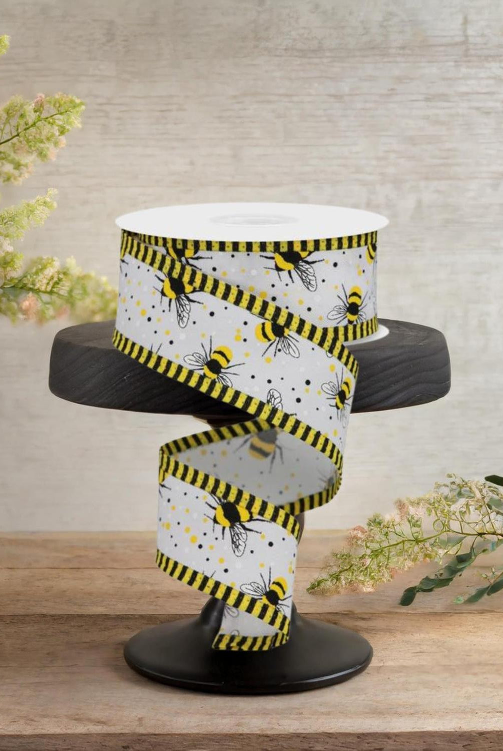 Shop For 1.5" Bumble Bee Stripe Edge Ribbon: White (10 Yards)