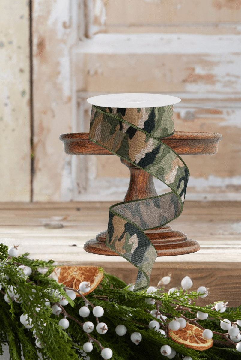 Shop For 1.5" Camouflage on Royal Ribbon: Camo (10 Yards)