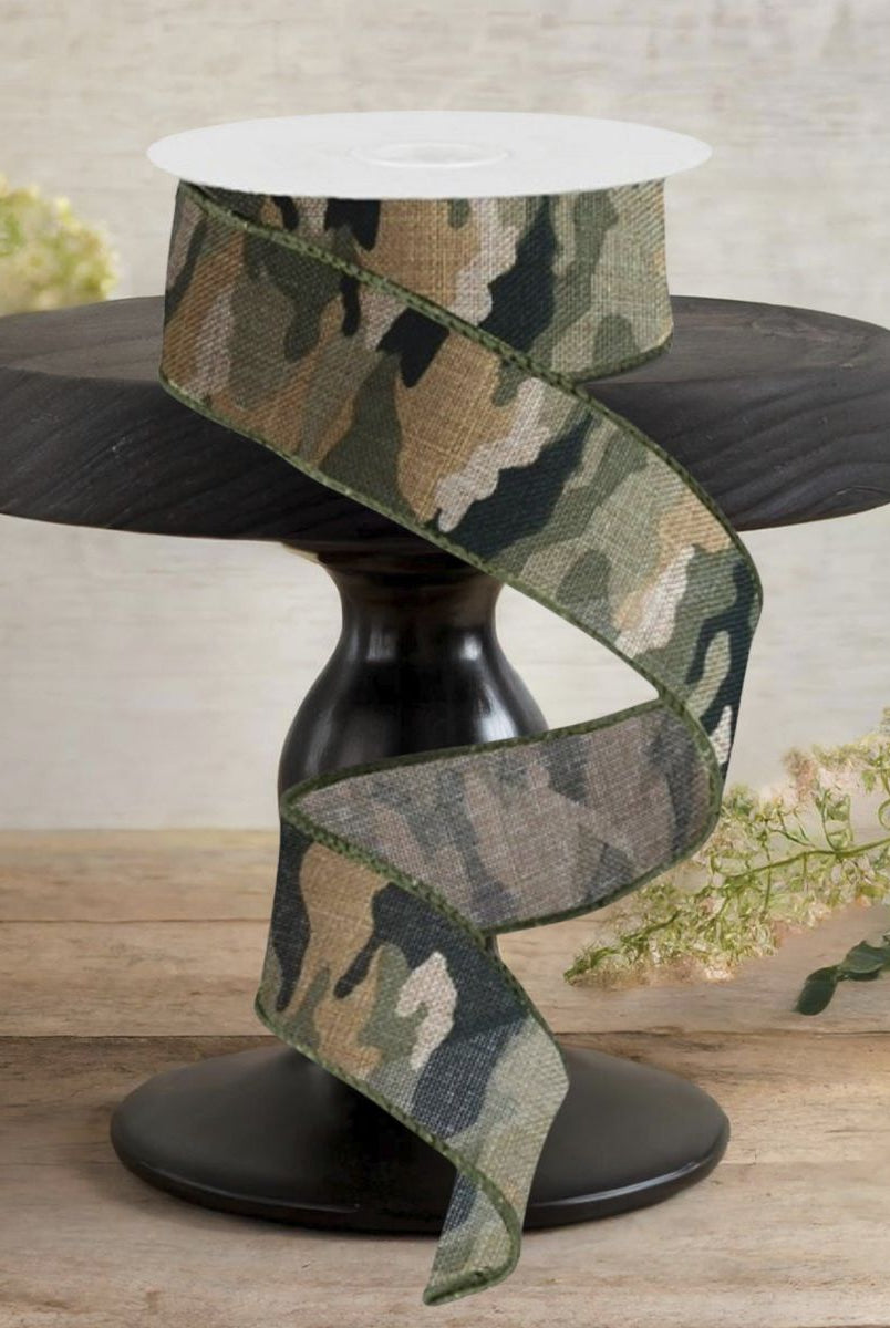 Shop For 1.5" Camouflage on Royal Ribbon: Camo (10 Yards)