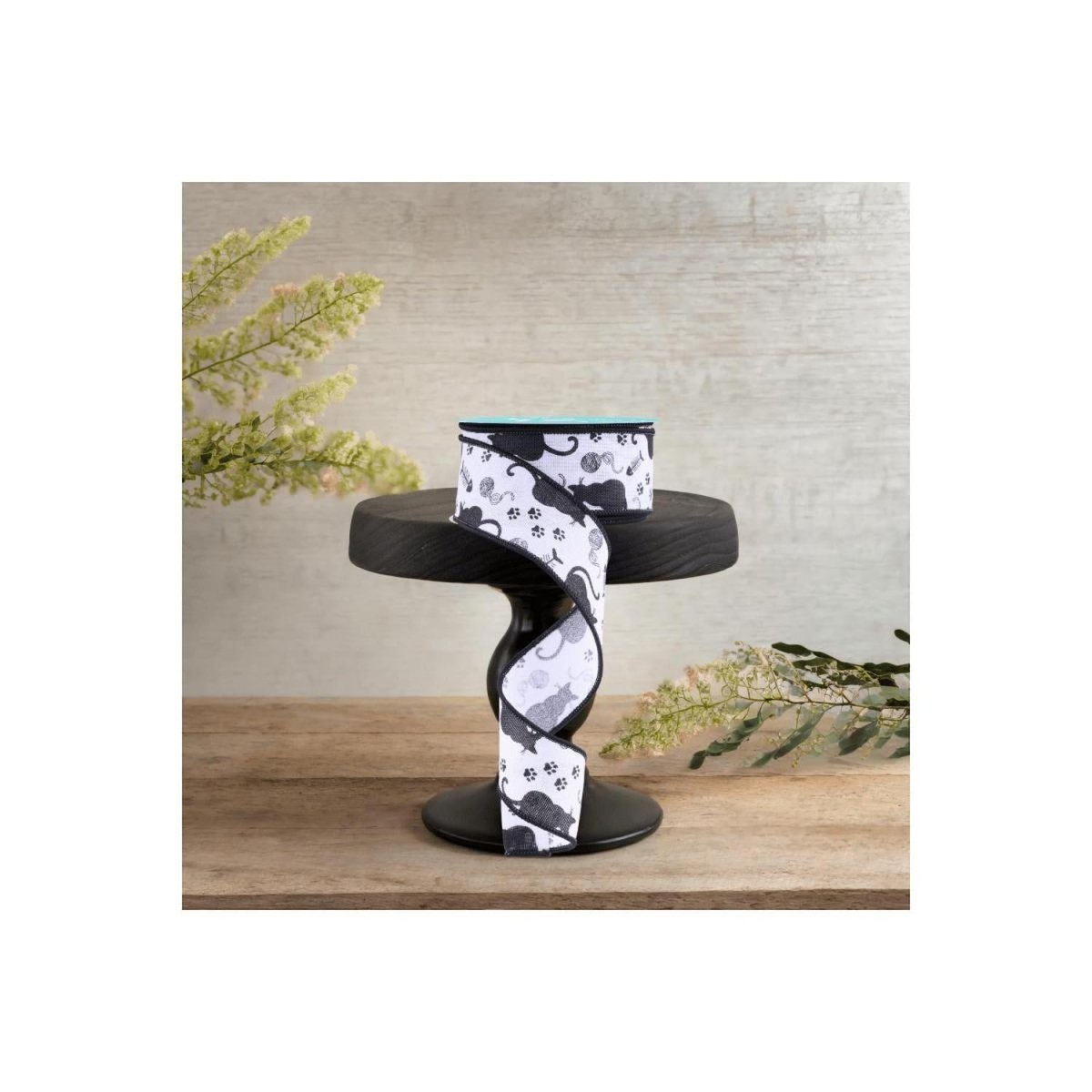 Shop For 1.5" Cat Silhouettes Ribbon: White & Black (10 Yards)