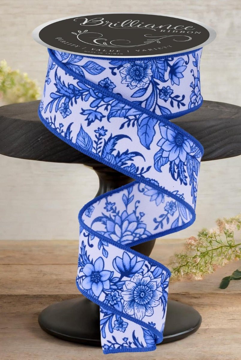 Shop For 1.5" Chinoiserie Floral Ribbon: Blue (10 Yards)