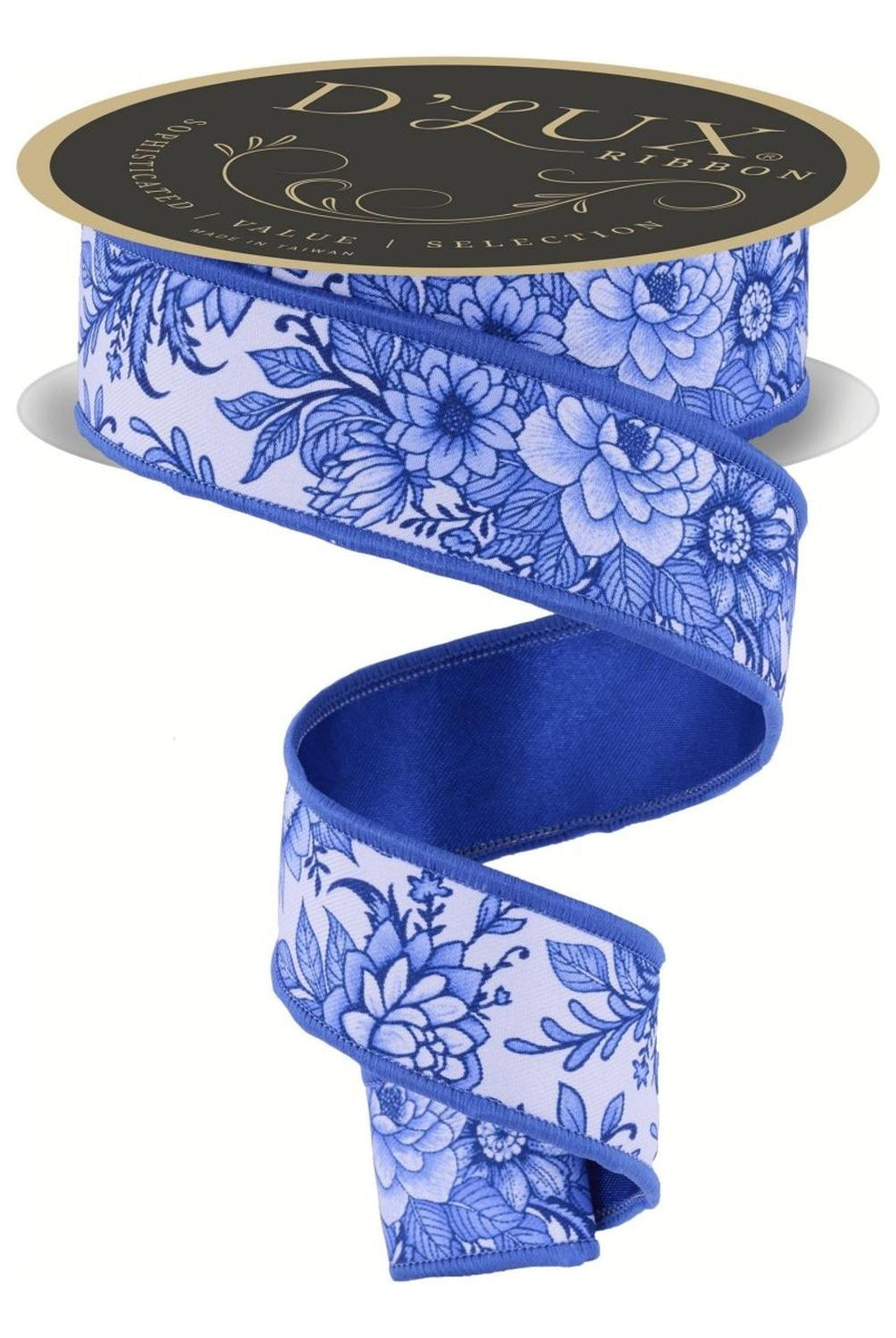 1.5" Chinoiserie Fused Ribbon: Blue (10 Yards)