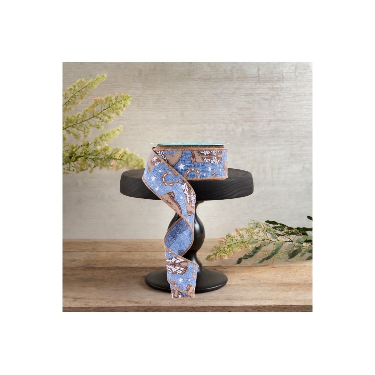 Shop For 1.5" Cowboy Boots Ribbon: Blue (10 Yards)