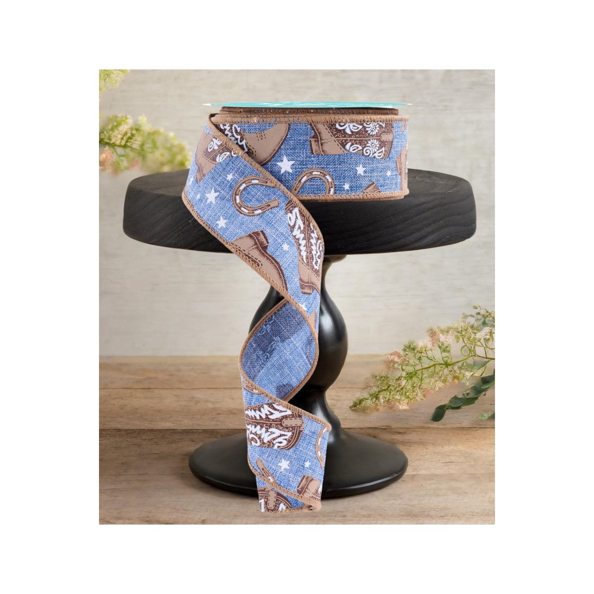 Shop For 1.5" Cowboy Boots Ribbon: Blue (10 Yards)