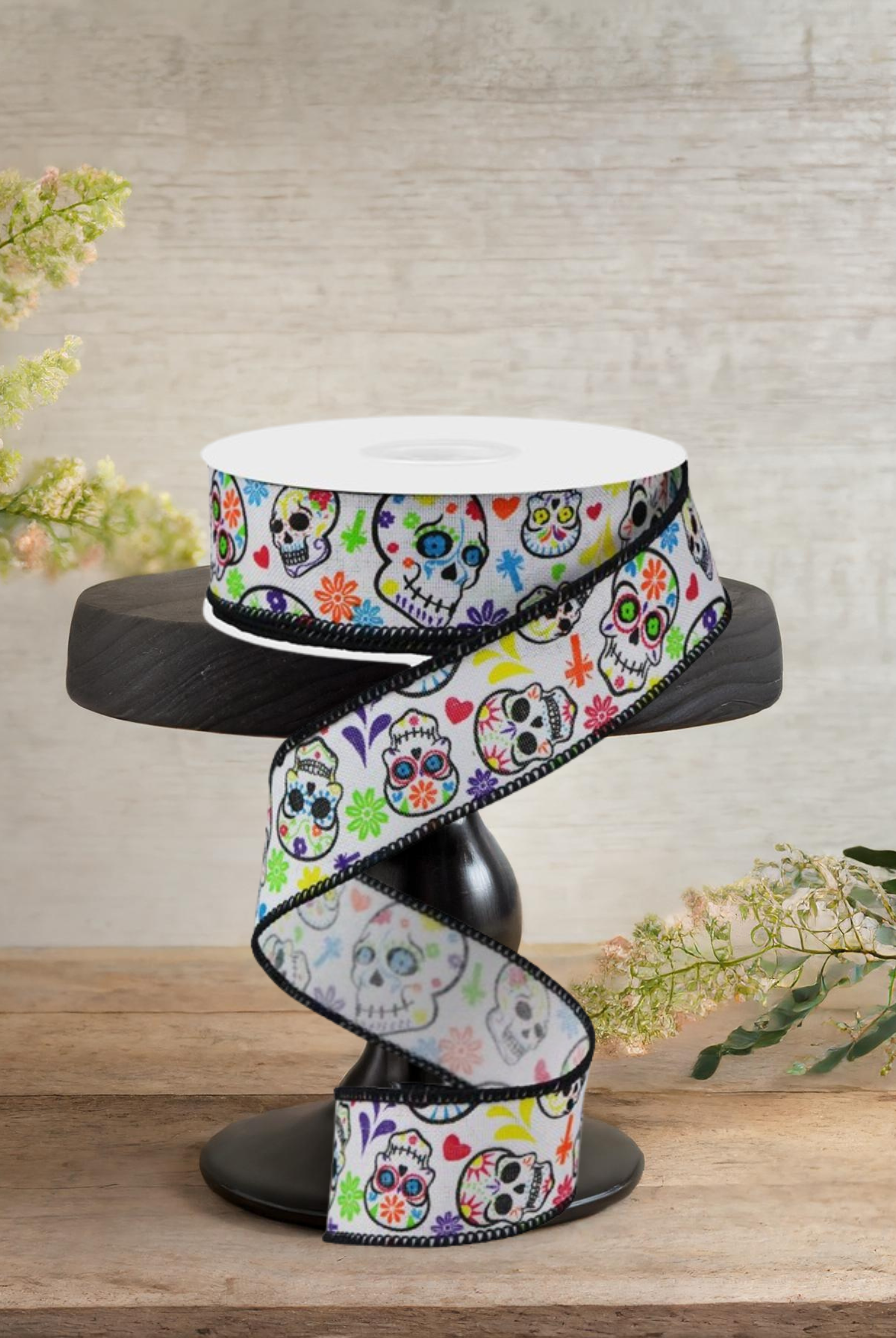 Shop For 1.5" Day of the Dead Ribbon: White (10 Yards)