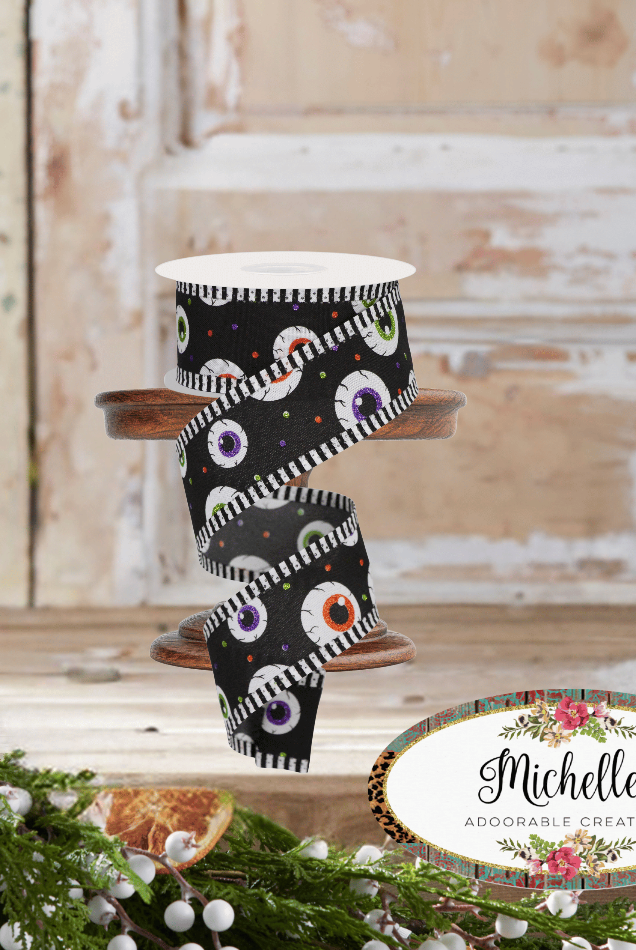 Shop For 1.5" Eyeball Striped Edge Ribbon: Black (10 Yards)