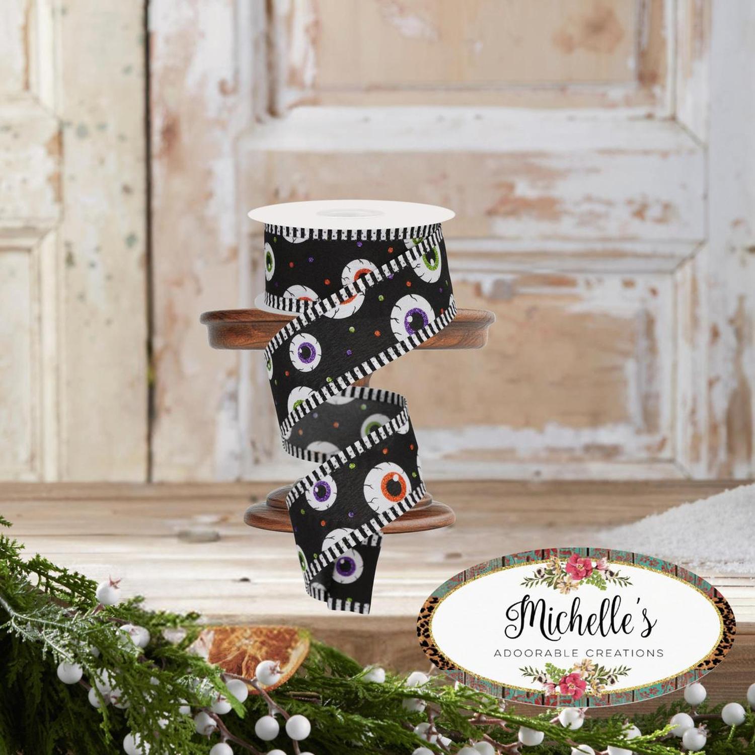 Shop For 1.5" Eyeball Striped Edge Ribbon: Black (10 Yards)
