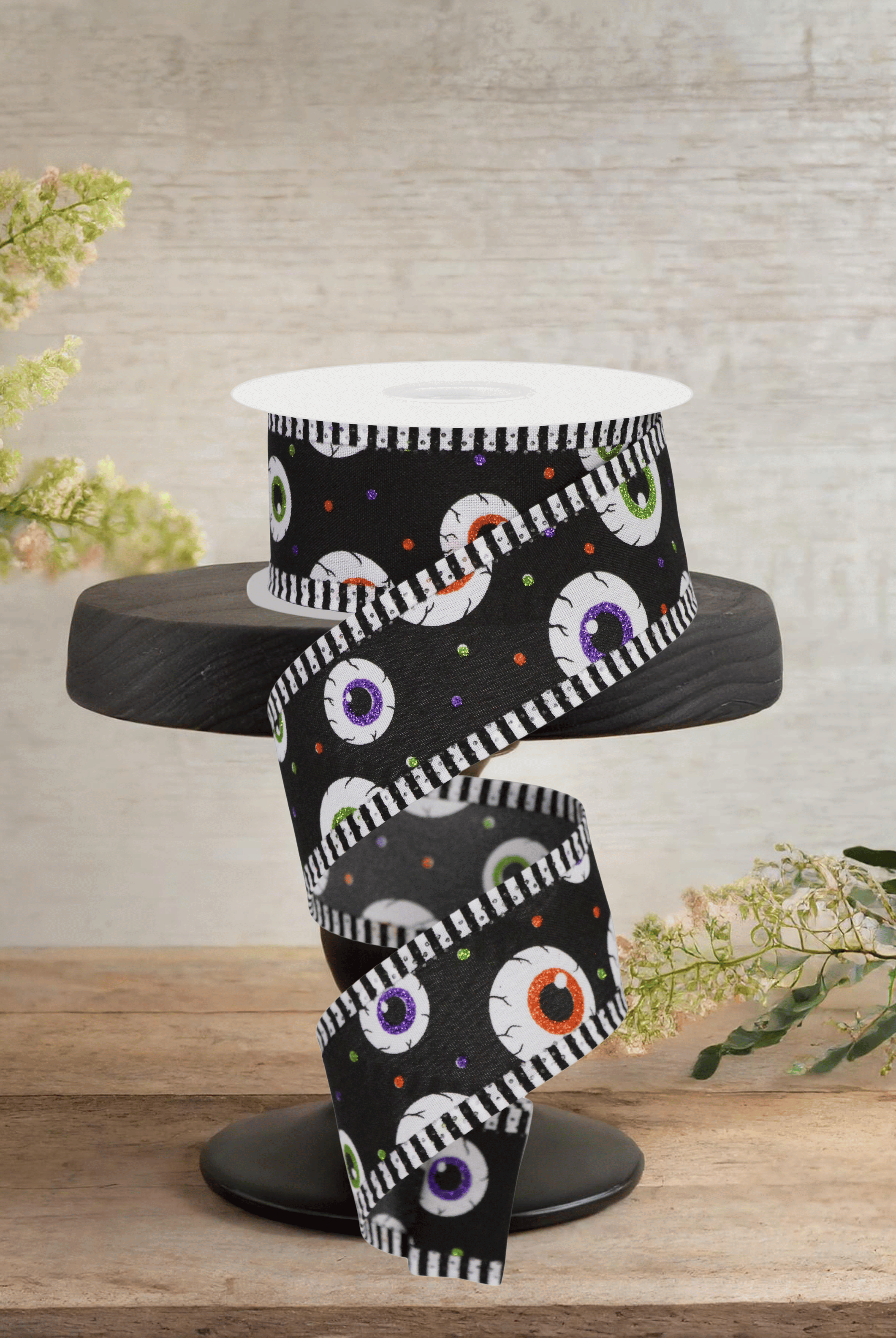Shop For 1.5" Eyeball Striped Edge Ribbon: Black (10 Yards)
