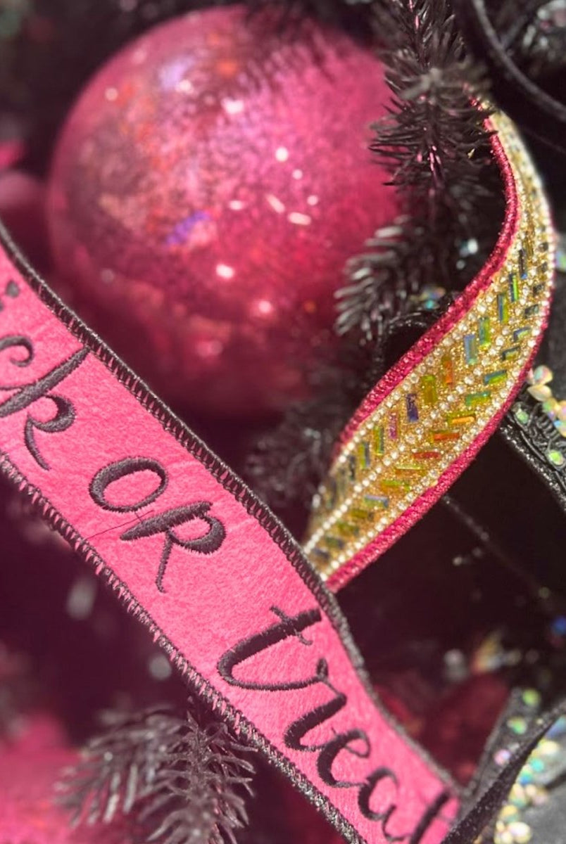 Shop For 1.5" Felt Trick or Treat Ribbon: Pink (5 Yards)