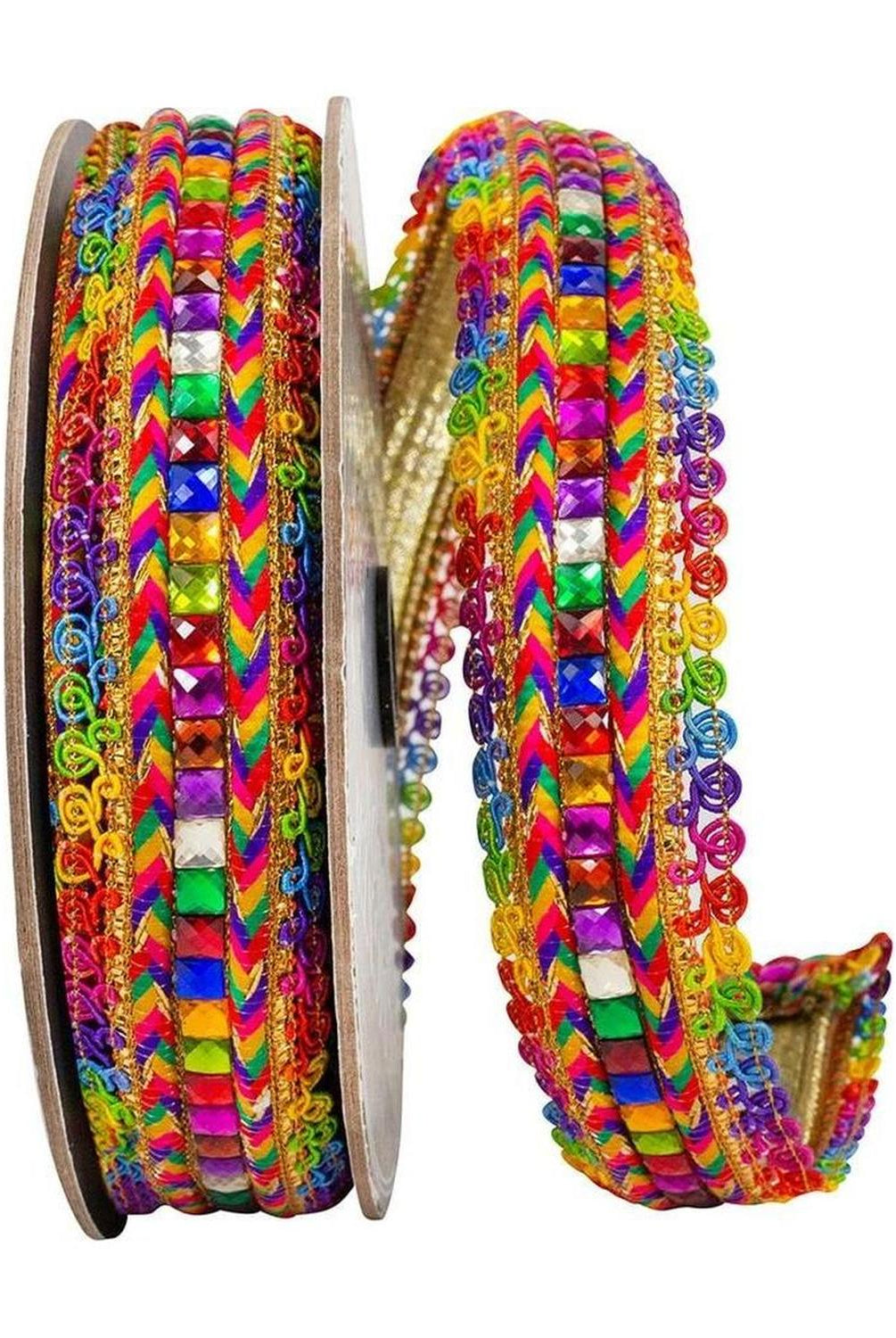 1.5" Festive Jewel Trimming Ribbon: Gold (5 Yards)