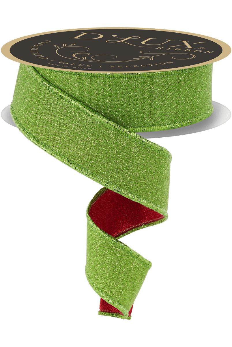 Shop For 1.5" Fine Glitter Fused Back Ribbon: Fresh Green/Red (10 Yards)