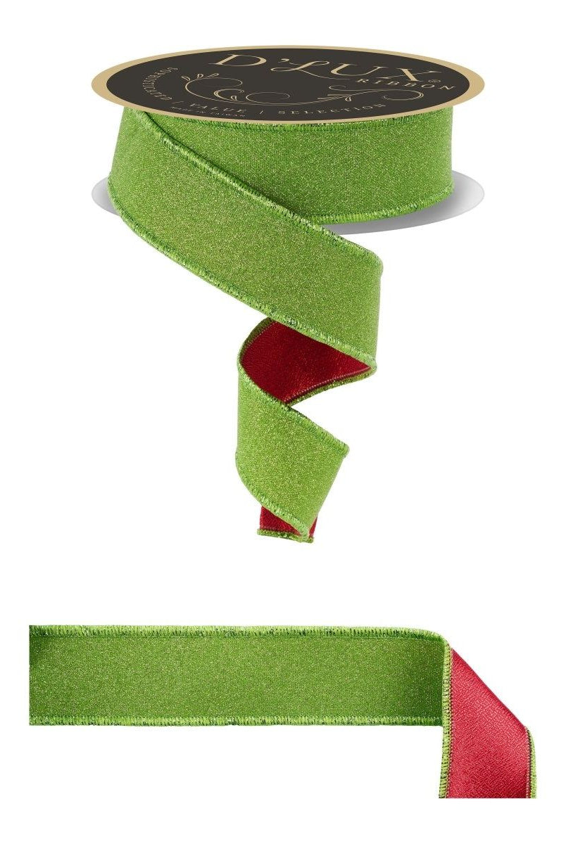 Shop For 1.5" Fine Glitter Fused Back Ribbon: Fresh Green/Red (10 Yards)