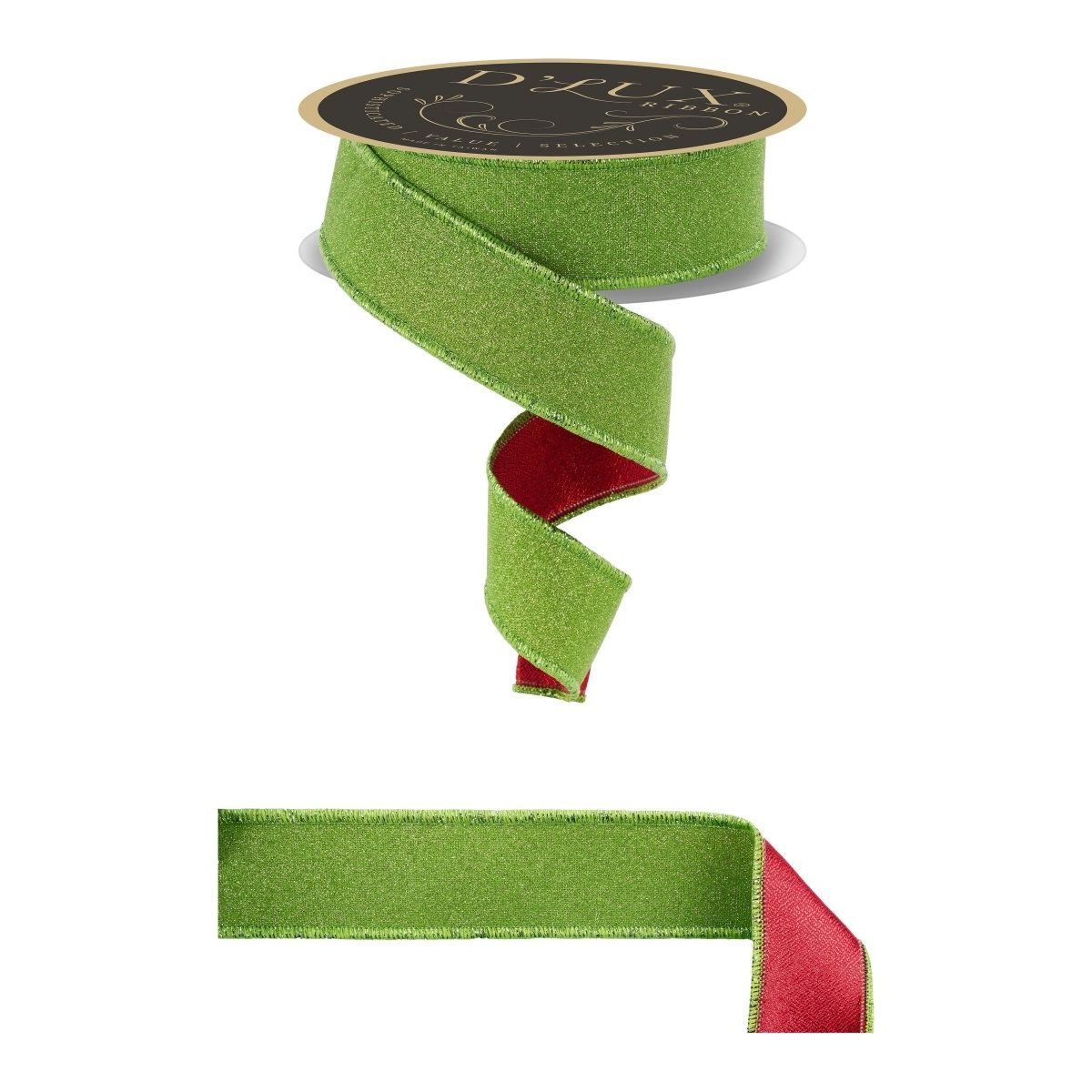 Shop For 1.5" Fine Glitter Fused Back Ribbon: Fresh Green/Red (10 Yards)