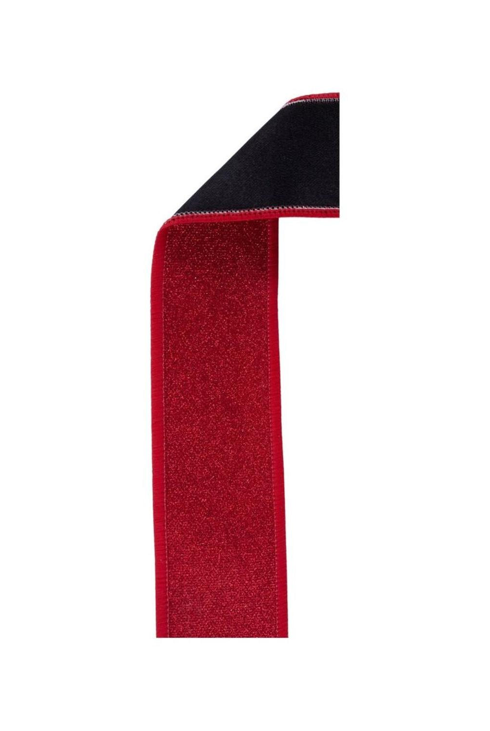 1.5" Fine Glitter Fused Back Ribbon: Red/Black (10 Yards)