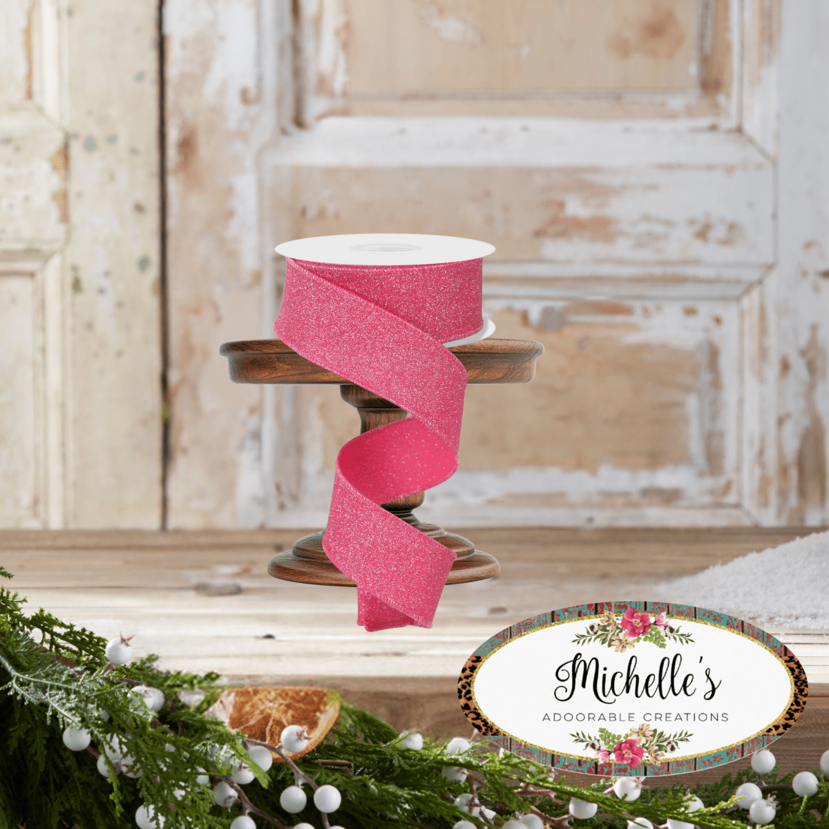 Shop For 1.5" Fine Glitter On Faux Royal: Fuchsia (10 Yards)