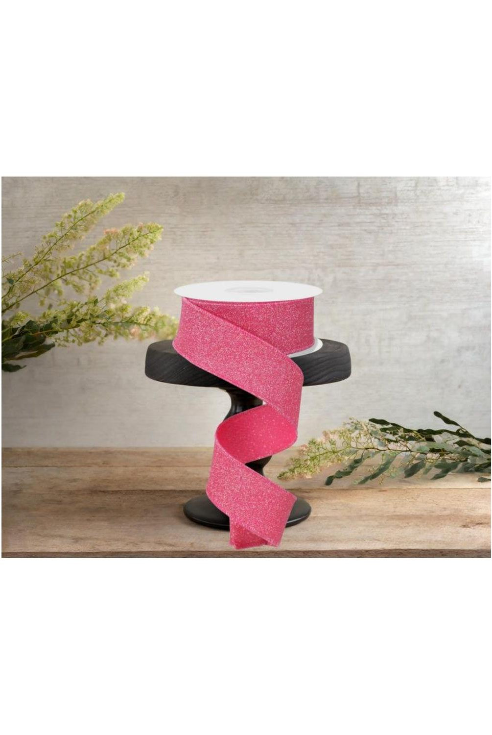 1.5" Fine Glitter On Faux Royal: Fuchsia (10 Yards)