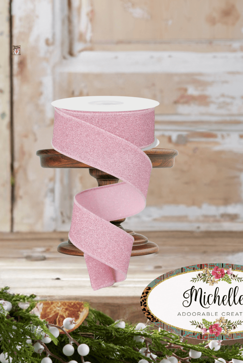 Shop For 1.5" Fine Glitter On Faux Royal: Light Pink (10 Yards)