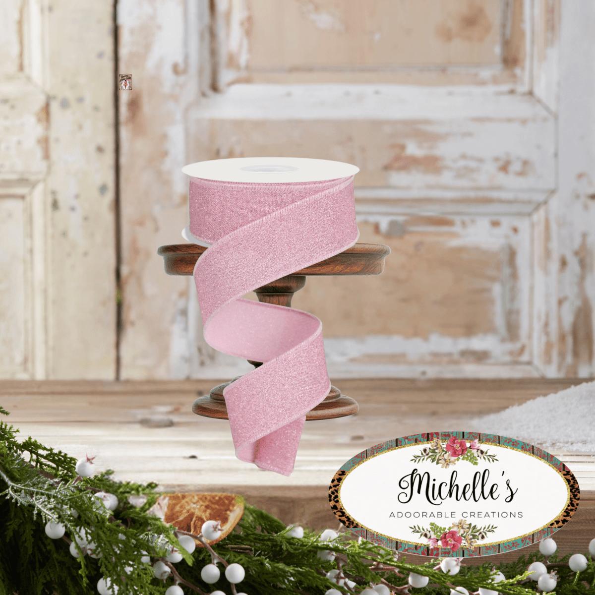 Shop For 1.5" Fine Glitter On Faux Royal: Light Pink (10 Yards)