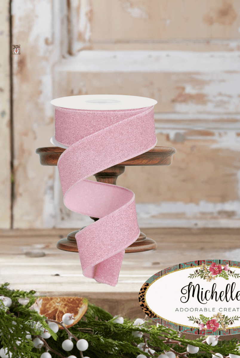 Shop For 1.5" Fine Glitter On Faux Royal: Light Pink (10 Yards)