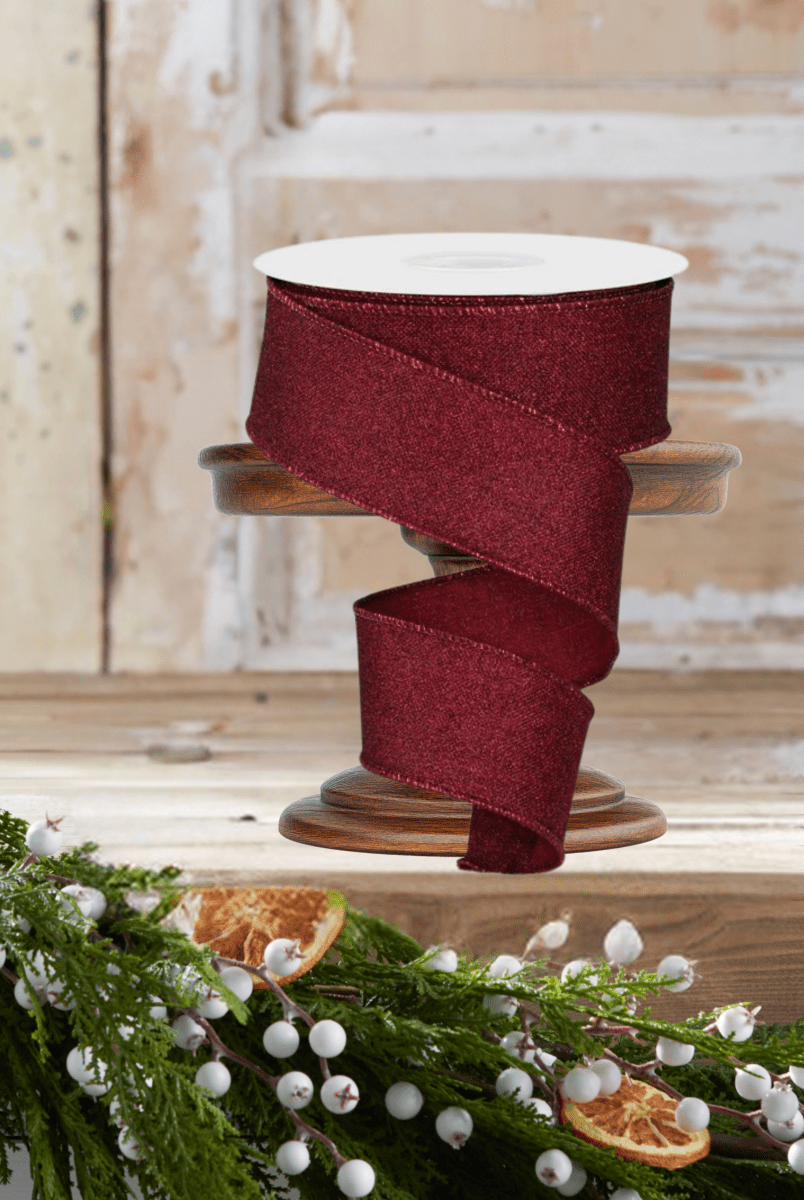 Shop For 1.5" Fine Glitter On Royal Ribbon: Burgundy (10 Yards)