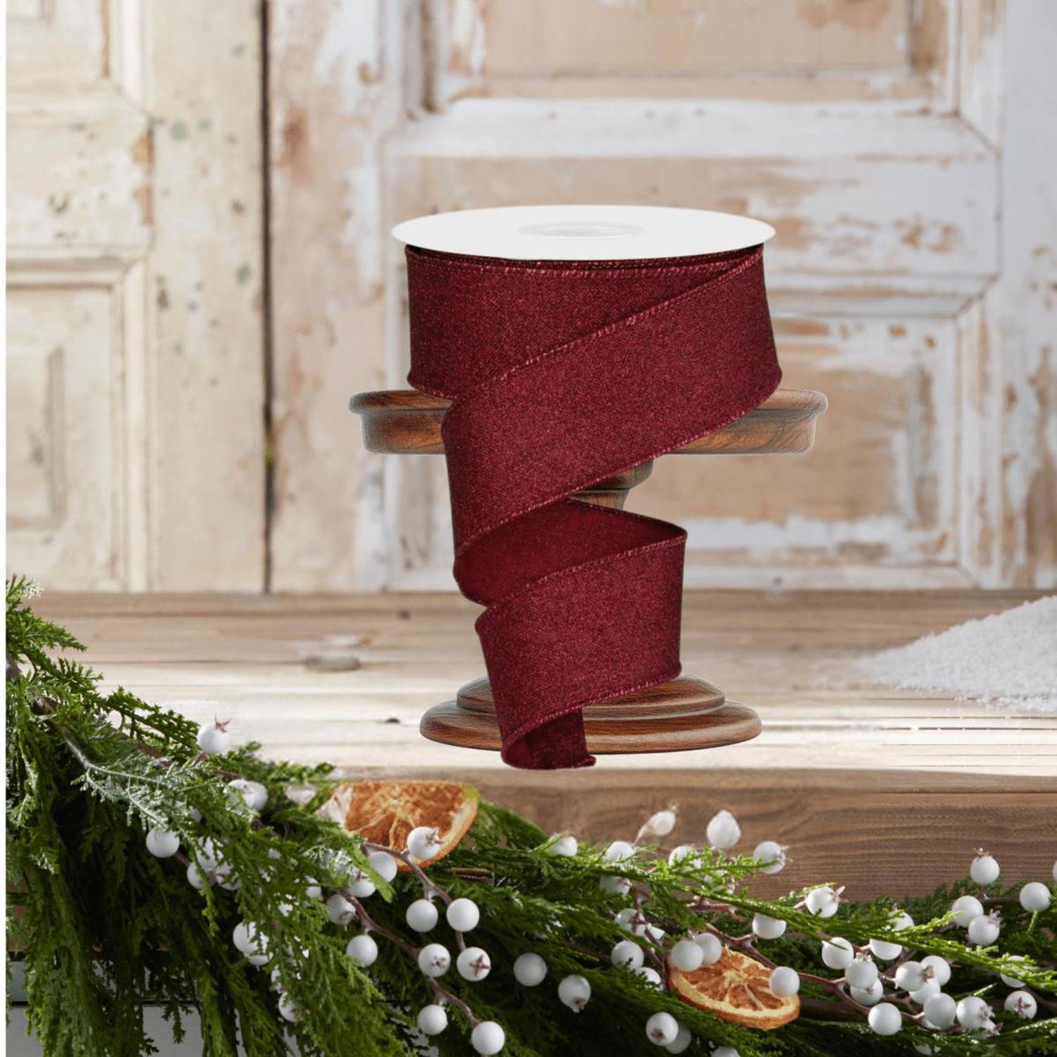 Shop For 1.5" Fine Glitter On Royal Ribbon: Burgundy (10 Yards)